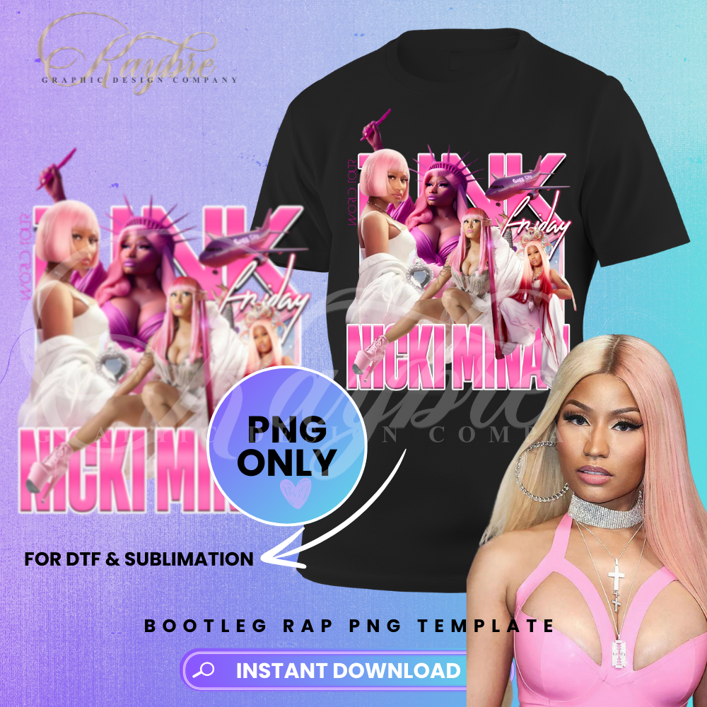 Nicki Minaj Pink Friday 2 Gag City Bootleg World Tour PNG Design - Perfect for DTF or Sublimation