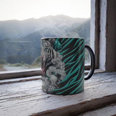 Teal Tiger and Diamond Color Morphing Mug, 11oz