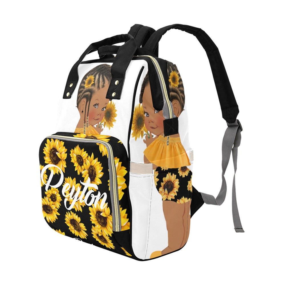 Black and White Sunflower Multi-Use Diaper Bag