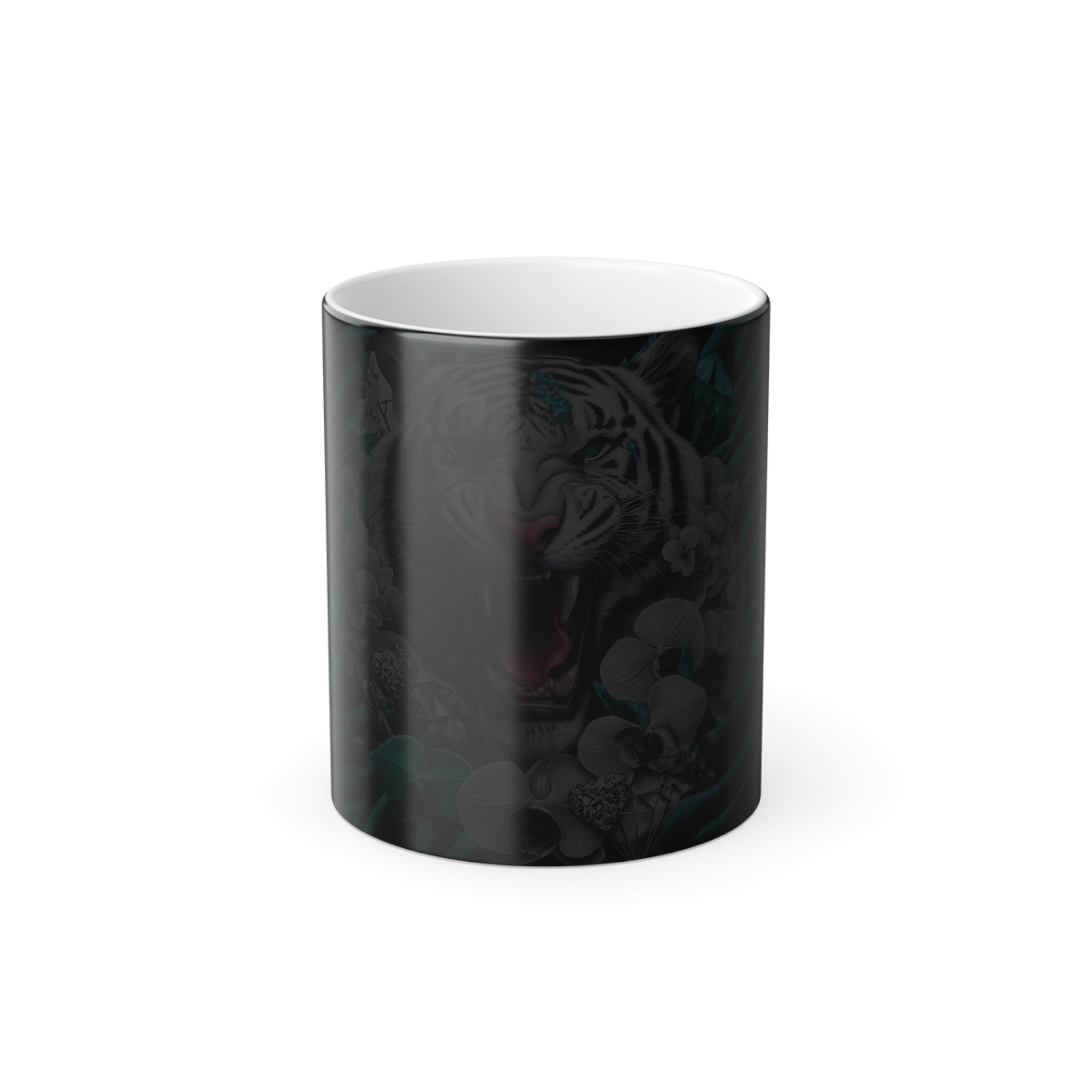 Teal Tiger and Diamond Color Morphing Mug, 11oz