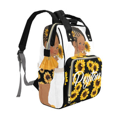 Black and White Sunflower Multi-Use Diaper Bag