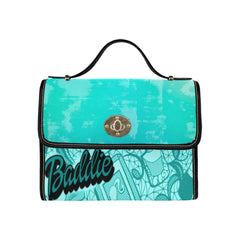 Teal Blue Baddie Waterproof Canvas Bag-Black