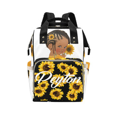 Black and White Sunflower Multi-Use Diaper Bag