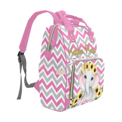 Pink Elephant and Sunflower Multi-Use Diaper Bag