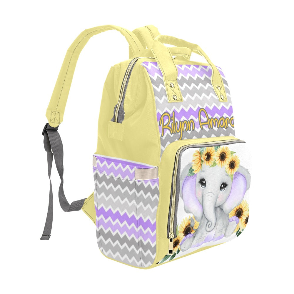 Elephant and Sunflower Multi-Use DiaperBag