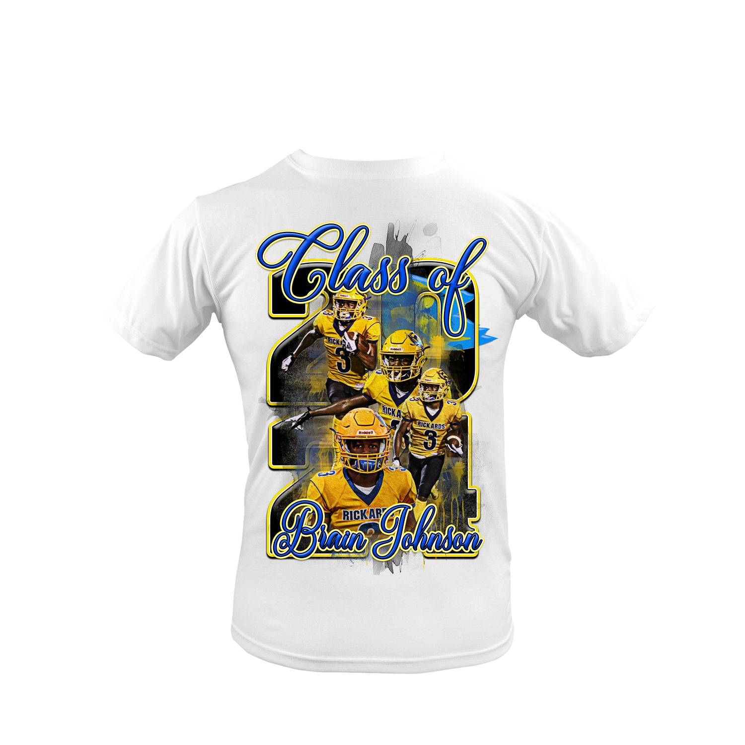 Football Yellow and Black Graduation T-shirt